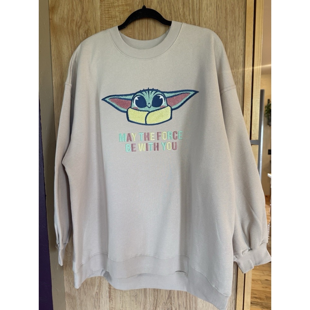 Disney Parks WDW Star Wars Baby Yoda Grogu Pullover Sweatshirt XL NWT
